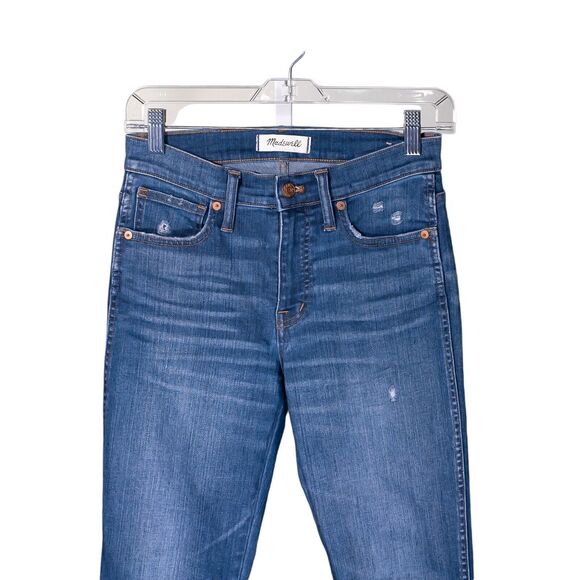 Madewell Jeans Women's Blue Distressed Medium Wash 9" High Rise Skinny Denim 25 - Picture 5 of 10